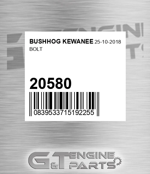 20580 Bolt for BUSHHOG KEWANEE