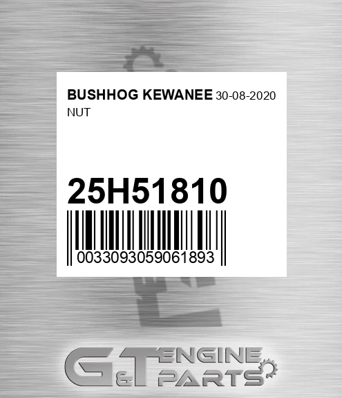 25H51810 Nut for BUSHHOG KEWANEE