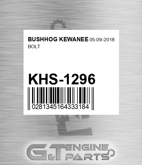 KHS-1296 Bolt for BUSHHOG KEWANEE