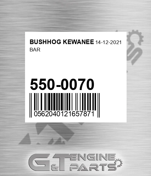 550-0070 Bar for BUSHHOG KEWANEE