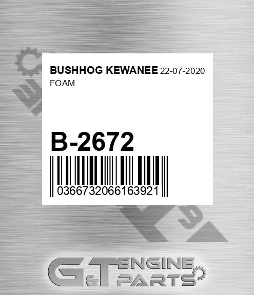 B-2672 Foam for BUSHHOG KEWANEE