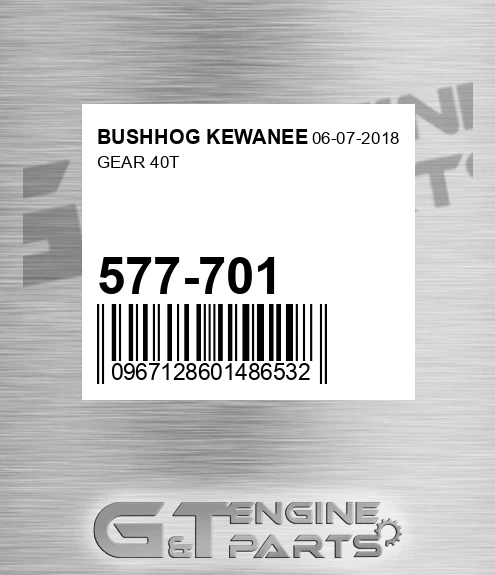 577-701 Gear 40t for BUSHHOG KEWANEE