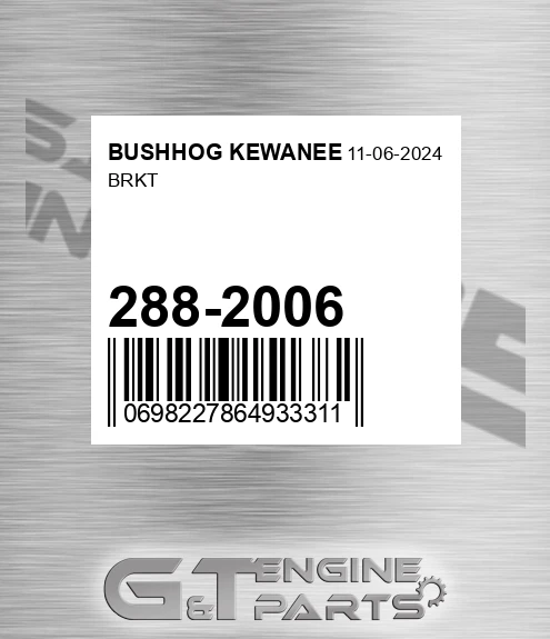 288-2006 Brkt for BUSHHOG KEWANEE