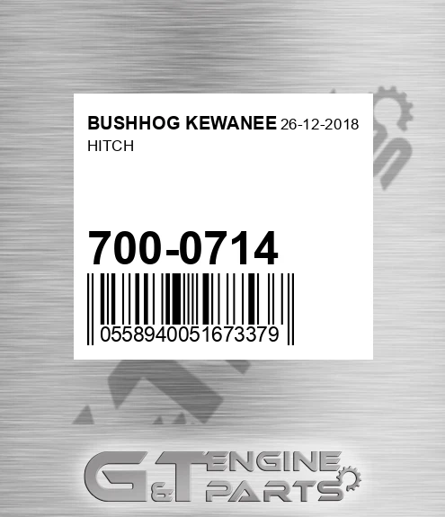 700-0714 Hitch for BUSHHOG KEWANEE