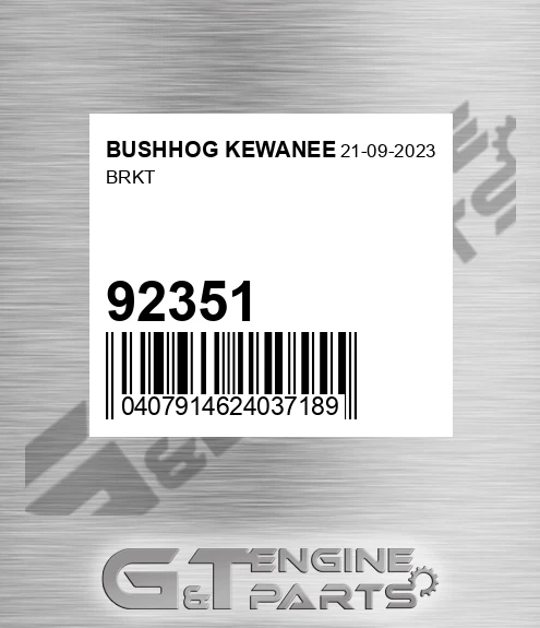 92351 Brkt for BUSHHOG KEWANEE