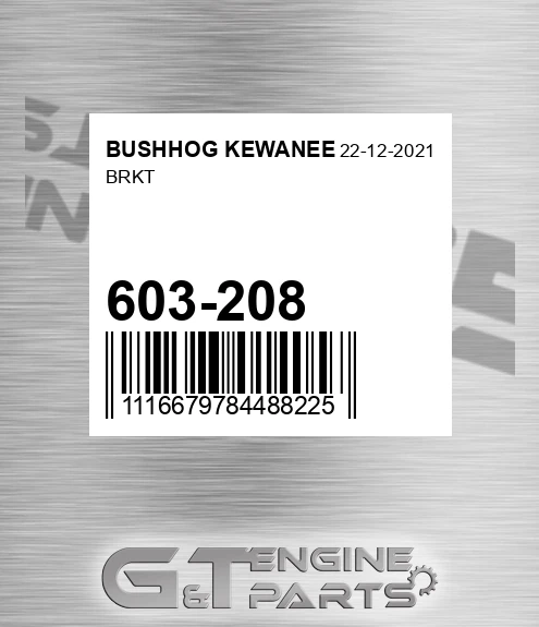 603-208 Brkt for BUSHHOG KEWANEE