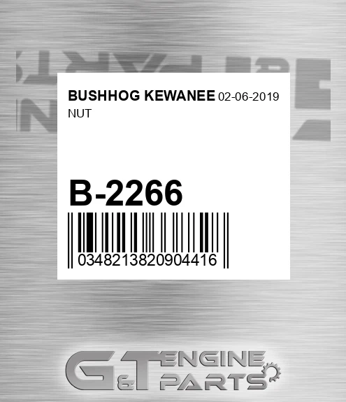 B-2266 Nut for BUSHHOG KEWANEE
