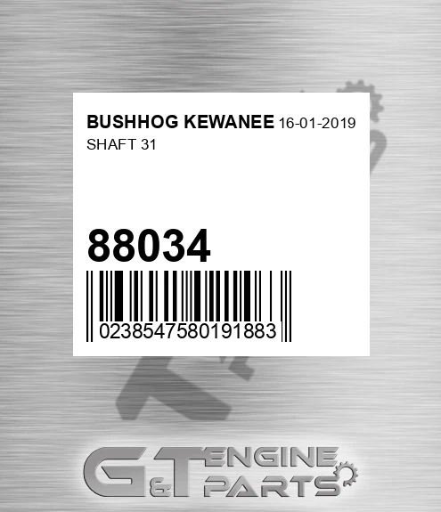 88034 Shaft 31 for BUSHHOG KEWANEE