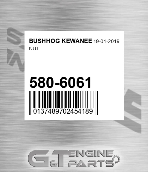 580-6061 Nut for BUSHHOG KEWANEE