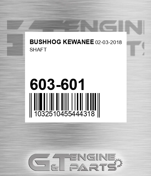 603-601 Shaft for BUSHHOG KEWANEE