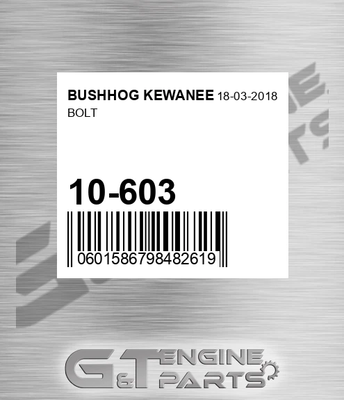 10-603 Bolt for BUSHHOG KEWANEE