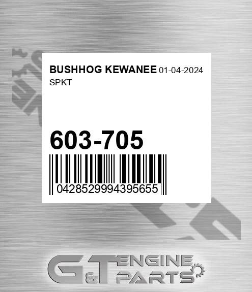 603-705 Spkt for BUSHHOG KEWANEE