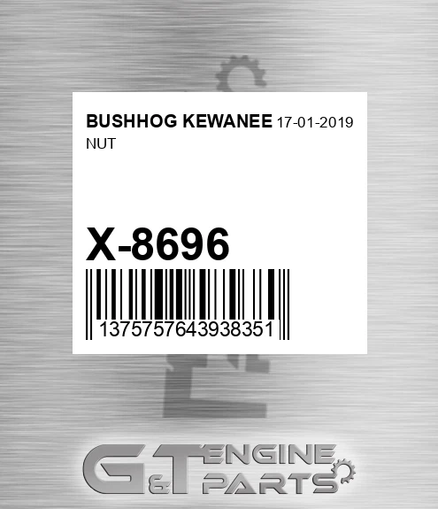 X-8696 Nut for BUSHHOG KEWANEE
