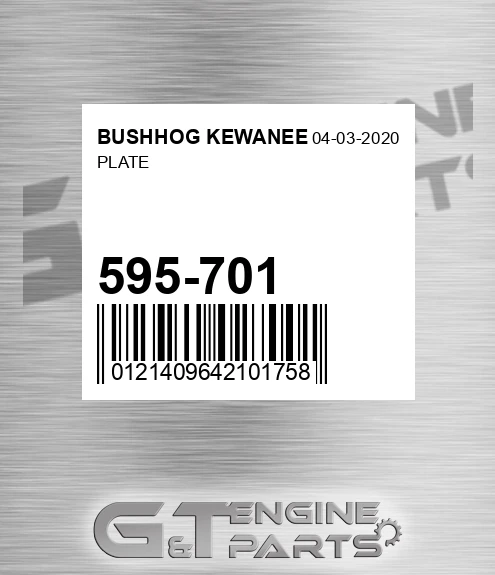 595-701 Plate for BUSHHOG KEWANEE