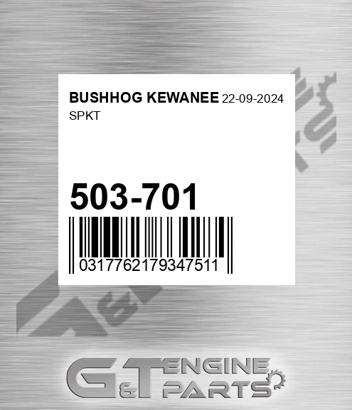 503-701 Spkt for BUSHHOG KEWANEE
