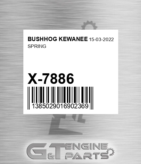 X-7886 Spring for BUSHHOG KEWANEE