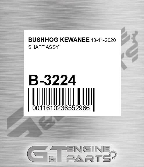 B-3224 Shaft Assy for BUSHHOG KEWANEE
