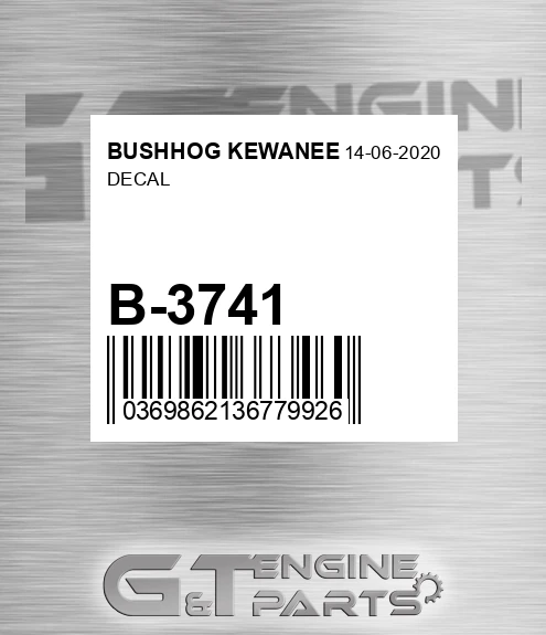 B-3741 Decal for BUSHHOG KEWANEE
