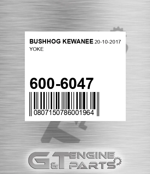 600-6047 Yoke for BUSHHOG KEWANEE