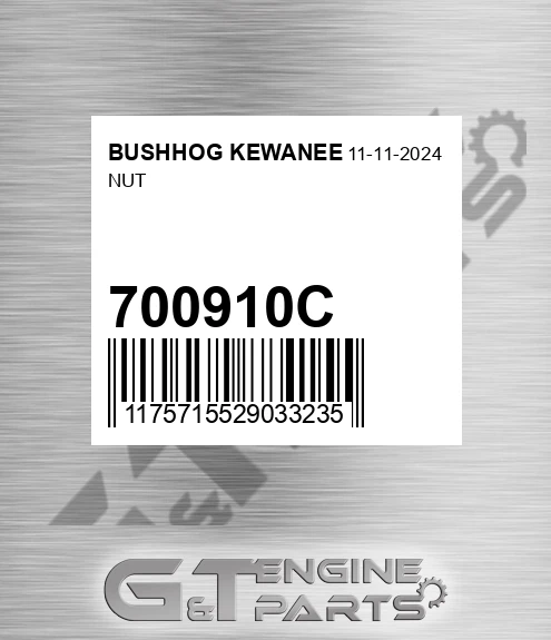 700910C Nut for BUSHHOG KEWANEE
