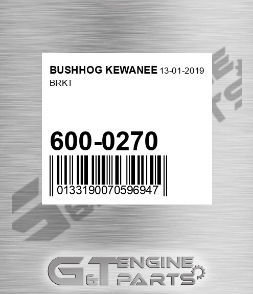 600-0270 Brkt for BUSHHOG KEWANEE
