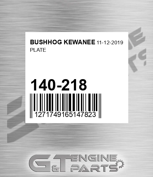 140-218 Plate for BUSHHOG KEWANEE