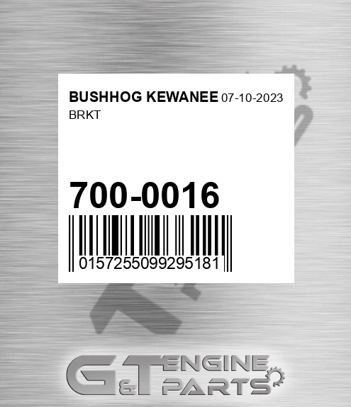 700-0016 Brkt for BUSHHOG KEWANEE
