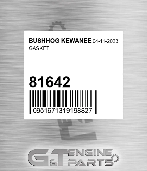 81642 Gasket for BUSHHOG KEWANEE