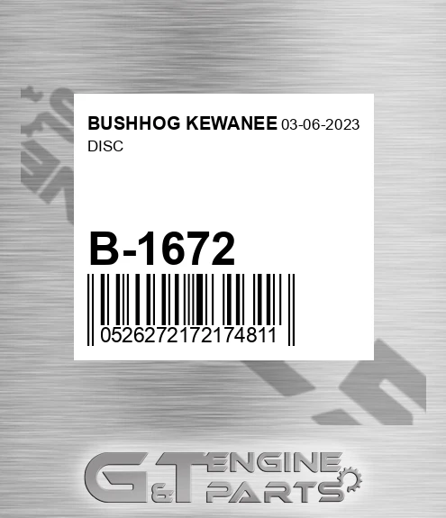 B-1672 Disc for BUSHHOG KEWANEE