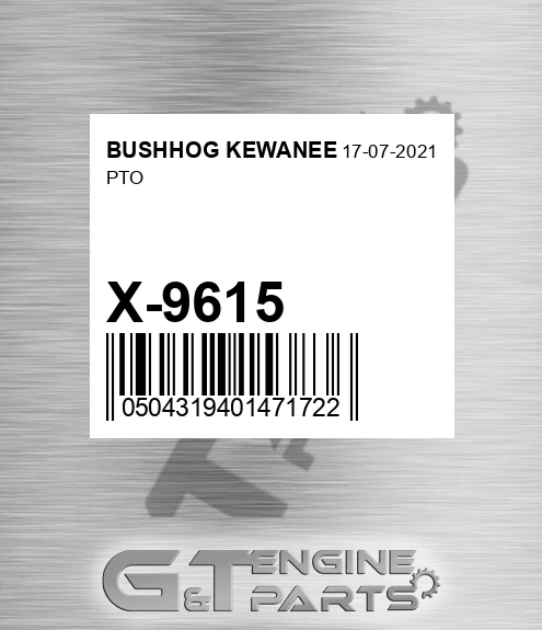 X-9615 Pto for BUSHHOG KEWANEE