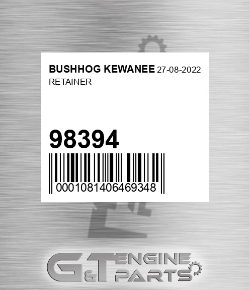 98394 Retainer for BUSHHOG KEWANEE