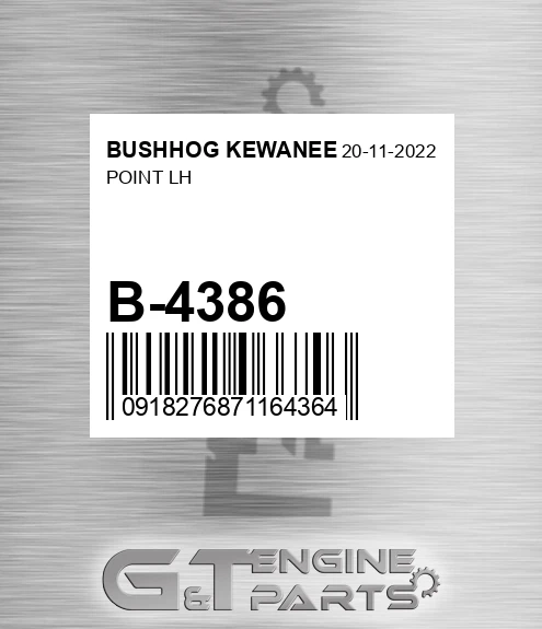 B-4386 Point Lh for BUSHHOG KEWANEE
