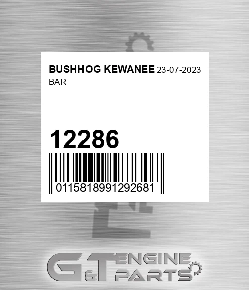 12286 Bar for BUSHHOG KEWANEE