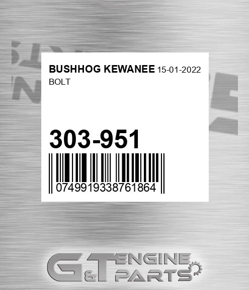 303-951 Bolt for BUSHHOG KEWANEE