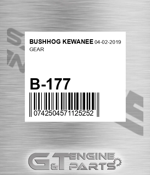 B-177 Gear for BUSHHOG KEWANEE