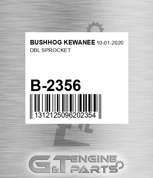 B-2356 Dbl Sprocket for BUSHHOG KEWANEE