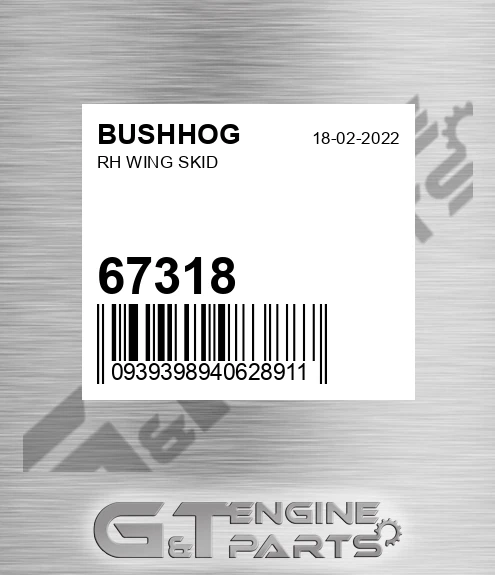 67318 BUSHHOG Rh Wing Skid