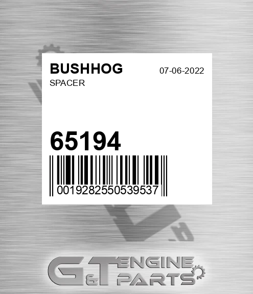 65194 BUSHHOG Spacer