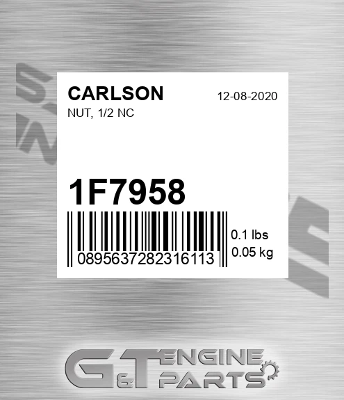 1F7958 Nut, 1/2 Nc