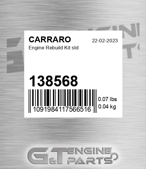 138568 Engine Rebuild Kit Std
