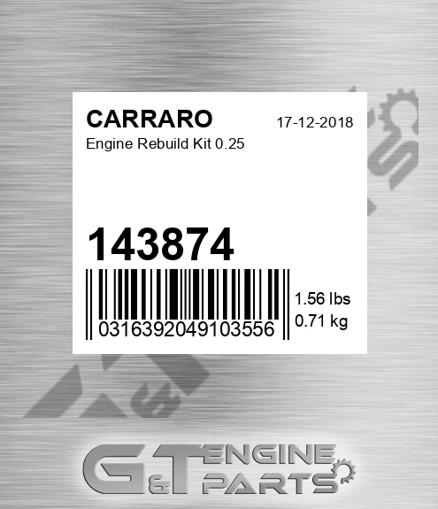 143874 Engine Rebuild Kit 0.25