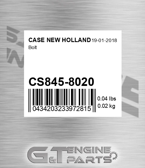 CS845-8020 Bolt