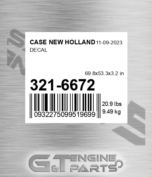 321-6672 Decal for CASE NEW HOLLAND