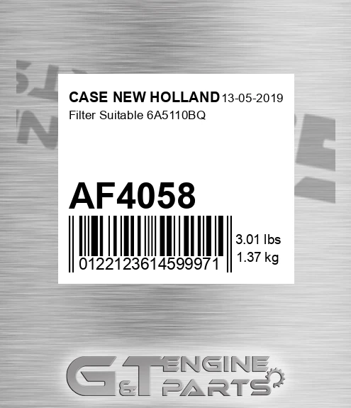 AF4058 CASE NEW HOLLAND Filter Suitable 6a5110bq