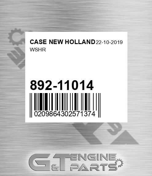 892-11014 Wshr for CASE NEW HOLLAND