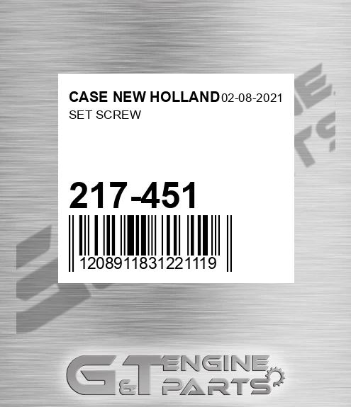 217-451 Set Screw for CASE NEW HOLLAND