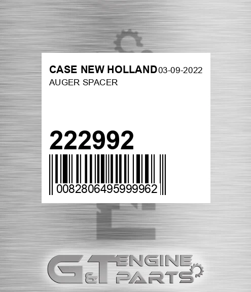 222-992 Auger Spacer for CASE NEW HOLLAND