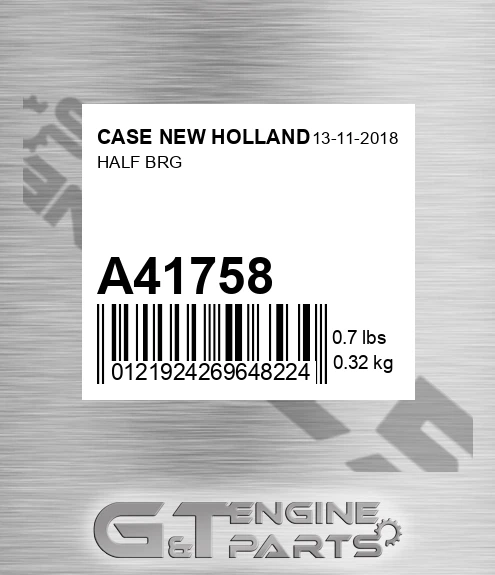 A41758 CASE NEW HOLLAND Half Brg