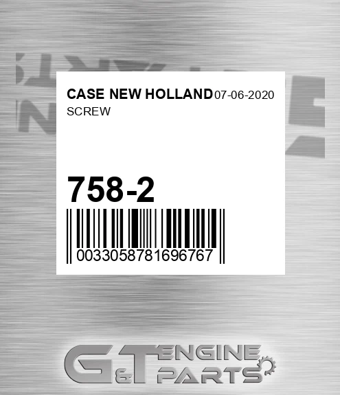 758-2 Screw for CASE NEW HOLLAND