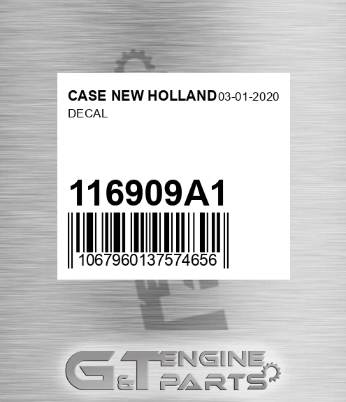 116909A1 Decal for CASE NEW HOLLAND